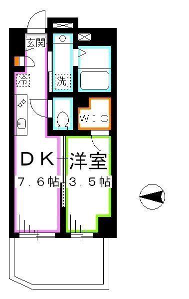 NO.7ゼルコバマンション(1DK/2階)の間取り写真