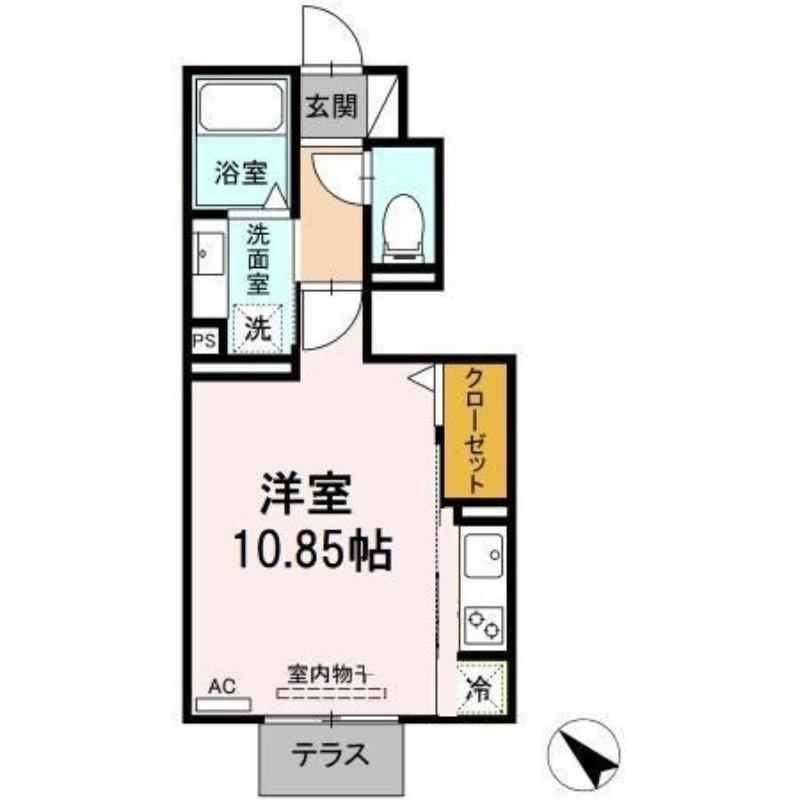LIVING西岡崎(ワンルーム/1階)の間取り写真