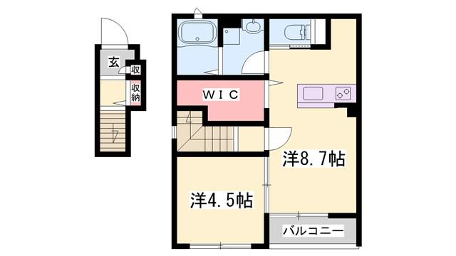 N.I.S(1LDK/2階)の間取り写真