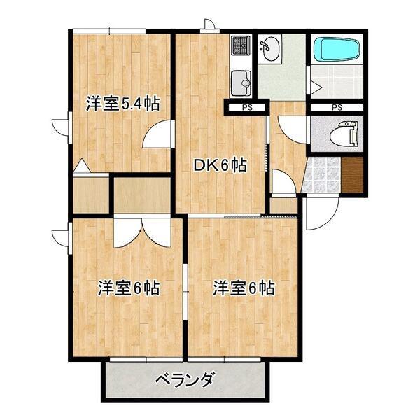 リヴィエールA(3DK/2階)の間取り写真