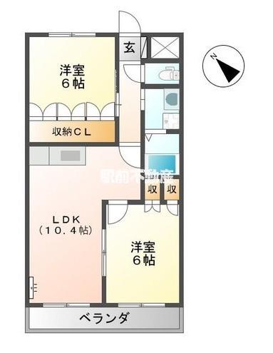 サンライズガーデン大倉(2LDK/1階)の間取り写真