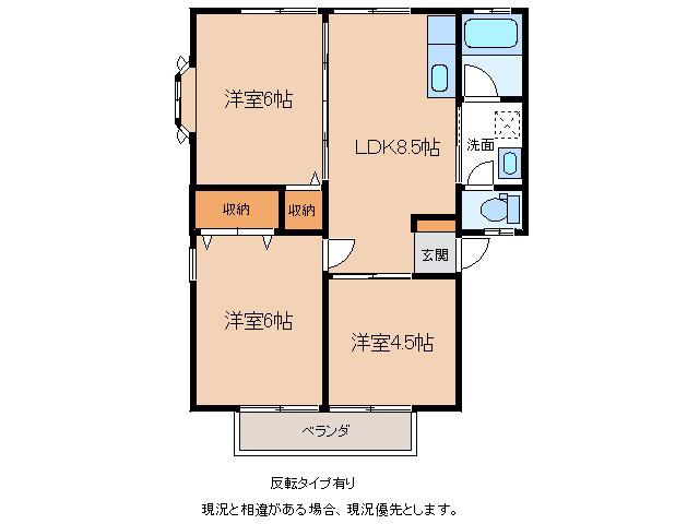 パナハイツカインド(3DK/2階)の間取り写真