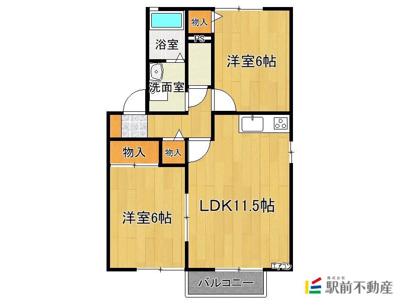 K・コンフォートインB(2LDK/2階)の間取り写真