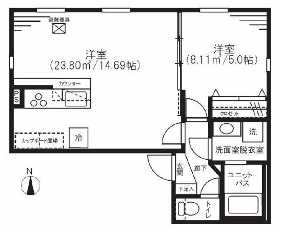湯島レジデンス(1LDK/4階)の間取り写真