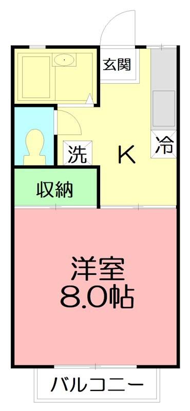 TAP安藤6(1K/2階)の間取り写真