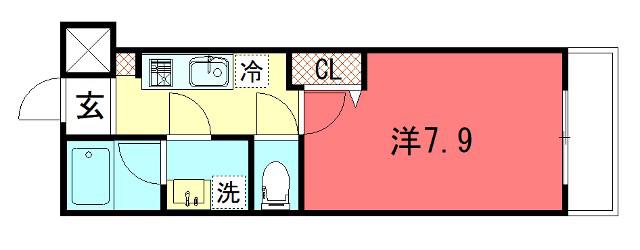 ヴィラ白川(1K/3階)の間取り写真
