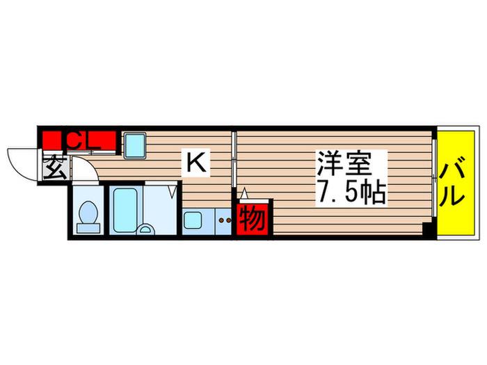 ウエスト RIVER HEIGHTS(1K/3階)の間取り写真