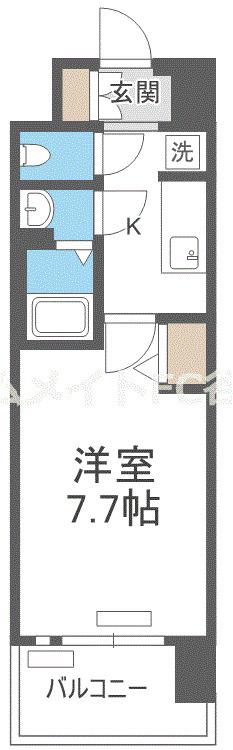 プレサンス芦原橋ヴィブラス(1K/2階)の間取り写真