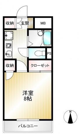 ハイシティー堀南(1K/4階)の間取り写真