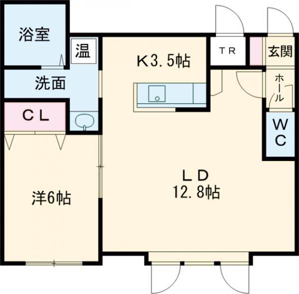 ポイント(1LDK/1階)の間取り写真