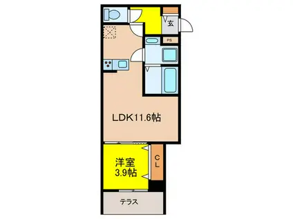 エムライズ兵庫駅前通(1LDK/2階)の間取り写真