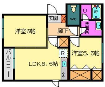 サニープレイス(2LDK/1階)の間取り写真