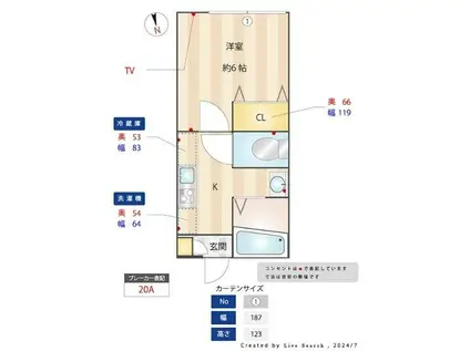 フォルス(1K/2階)の間取り写真