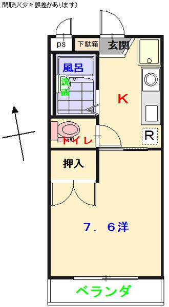 ピュア広本町(1K/1階)の間取り写真