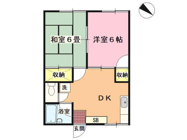 ヴィラ澤友(2DK/1階)の間取り写真