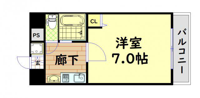 エステムコート心斎橋イーストエリジオン(1K/11階)の間取り写真
