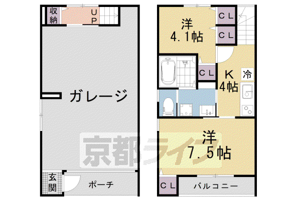 グレイスコーポIV(2K/1階)の間取り写真