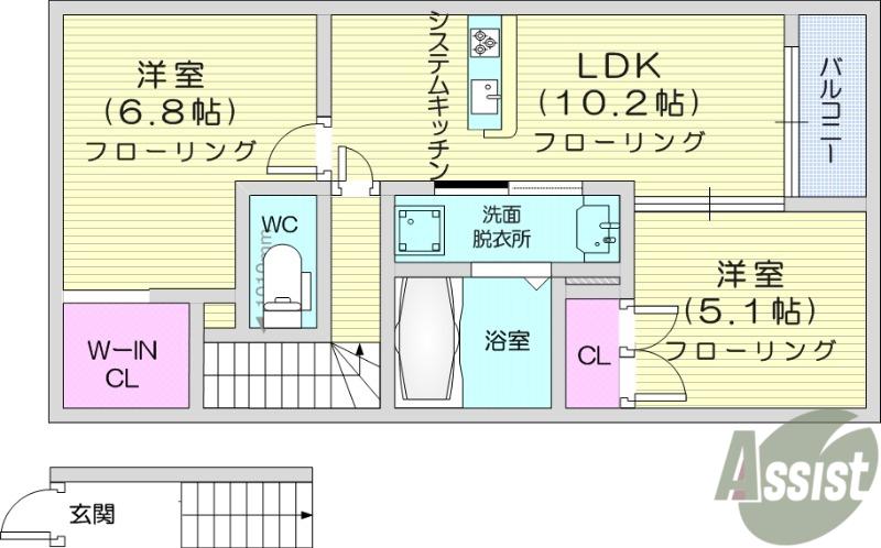 LUMINE (2LDK/2階)の間取り写真