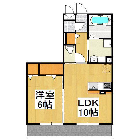 ステラタウン デネボラ(1LDK/2階)の間取り写真