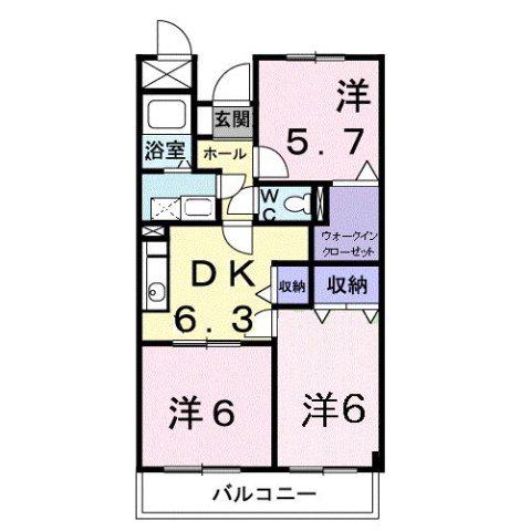 パルテール桑の木(3DK/3階)の間取り写真