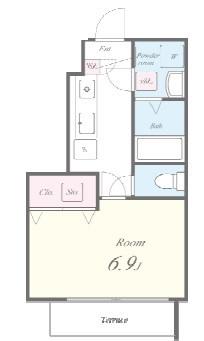 エバーソレーユ(1K/1階)の間取り写真