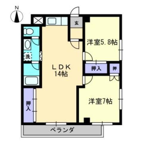 マリーンルージュ(2LDK/3階)の間取り写真