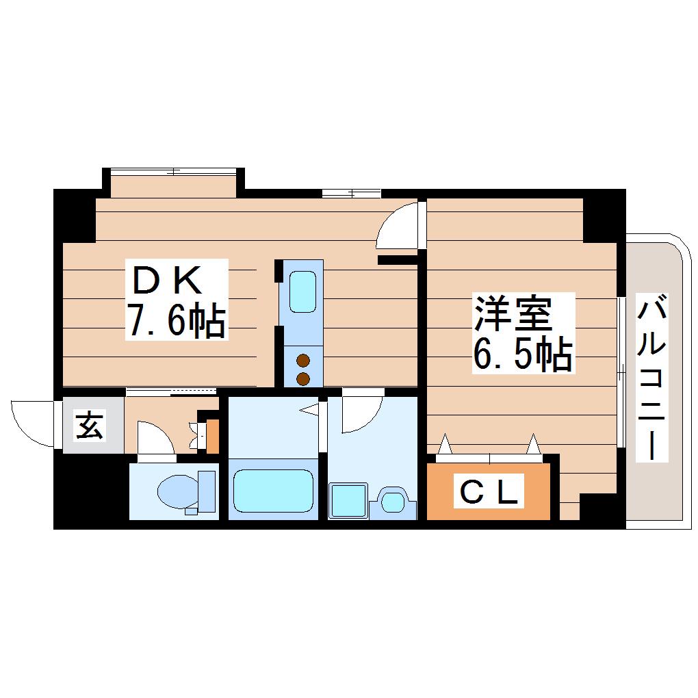 WISH BONE HILLS(1DK/4階)の間取り写真