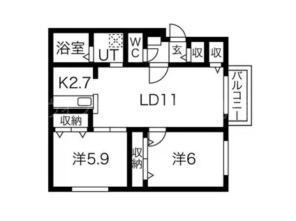 サンハイム華(2LDK/2階)の間取り写真
