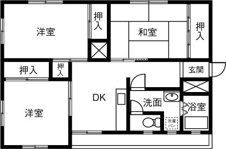ハイツ長野R棟302(3DK/3階)の間取り写真