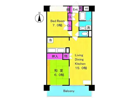 小松屋ビル(2LDK/6階)の間取り写真