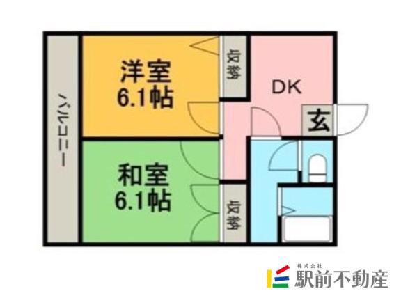 リバーサイドハイム(2DK/1階)の間取り写真