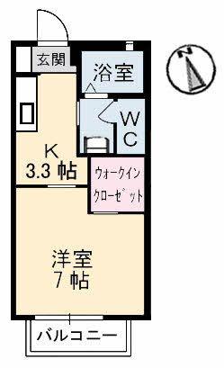 ディアス・巴橋(1K/2階)の間取り写真