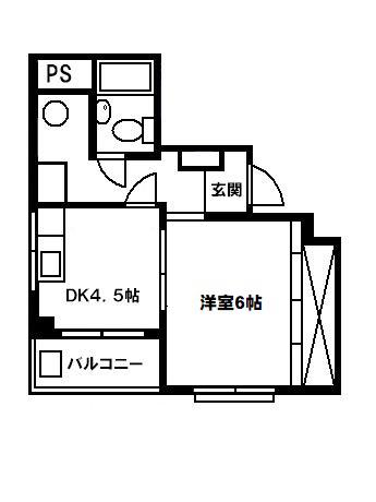 金剛マンション(1DK/4階)の間取り写真