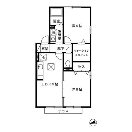 セジュールHIRO(2DK/1階)の間取り写真