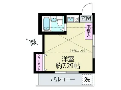 サテライトA・T(ワンルーム/2階)の間取り写真