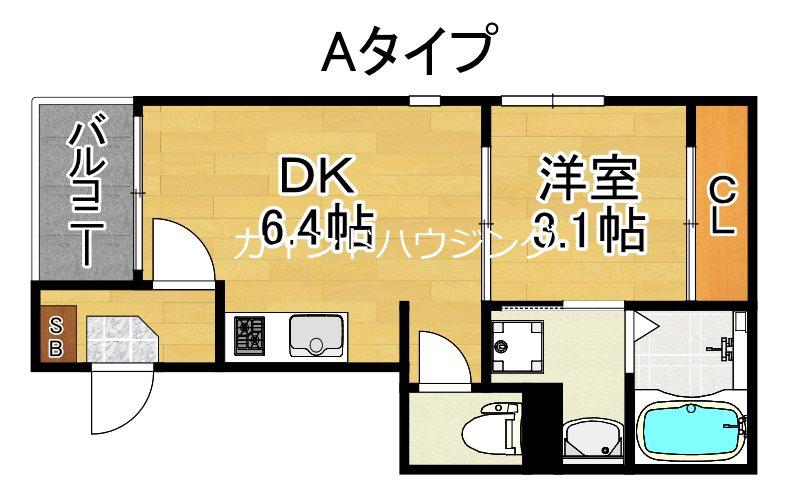 ハーモニーテラス御崎II(1DK/1階)の間取り写真