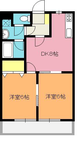 ナガシマハイム(2DK/1階)の間取り写真