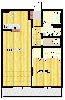 ニューリバーサイド夢咲B(1LDK/1階)の間取り写真