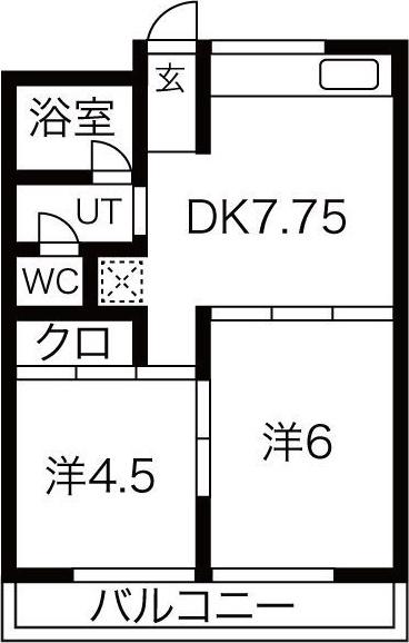 コーポ三樹(2DK/4階)の間取り写真