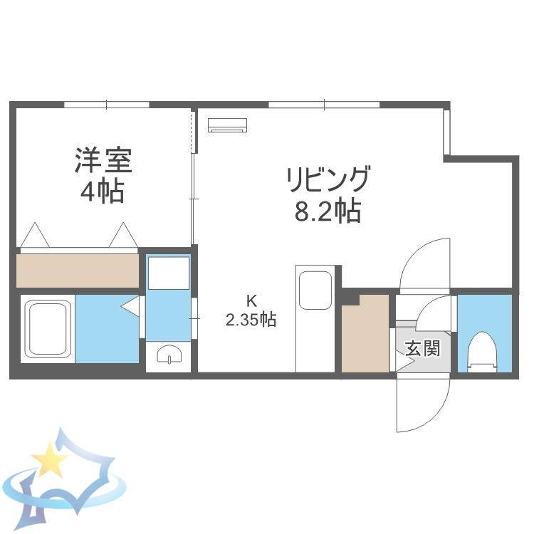 MONTAGNE南9条(1LDK/2階)の間取り写真