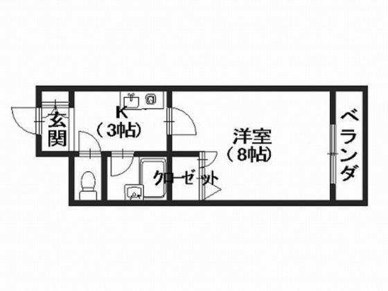 ステューディオ長束(1K/1階)の間取り写真