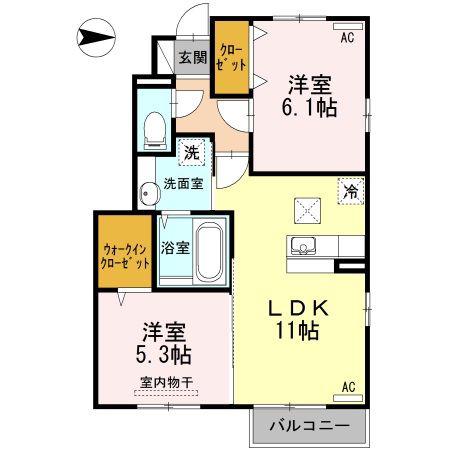 ALFORT・II A(2LDK/1階)の間取り写真
