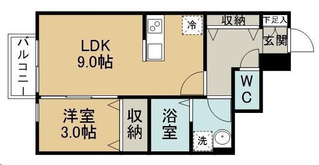 ピュアランド岩切(1LDK/1階)の間取り写真
