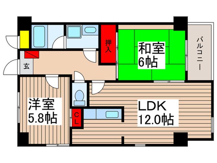 アベニュー本川越(2LDK/4階)の間取り写真