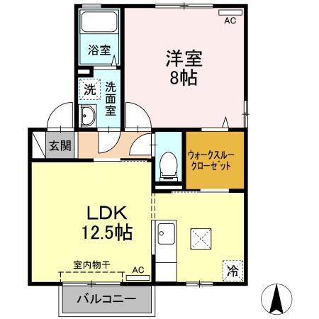 STREAM VILLAGE C棟(1LDK/2階)の間取り写真