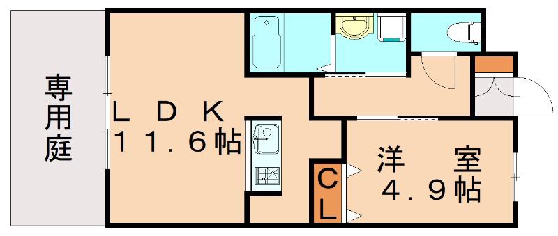 ALAISE(1LDK/2階)の間取り写真