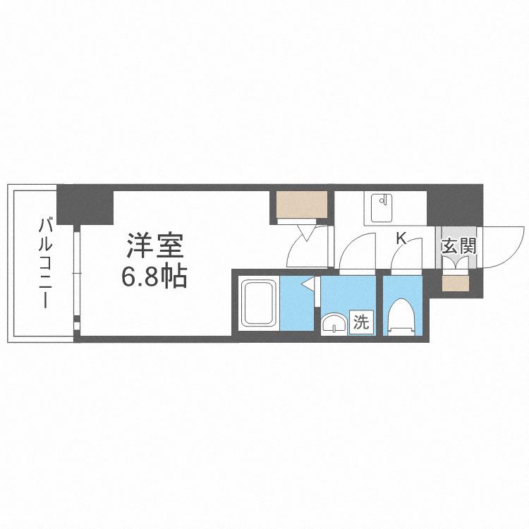 エスリード大阪上本町ブランシュ(1K/4階)の間取り写真