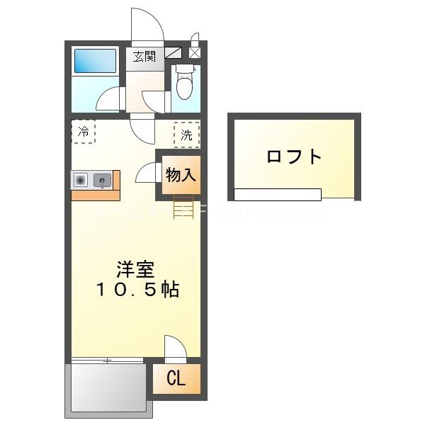 セザンヌ町並(ワンルーム/1階)の間取り写真
