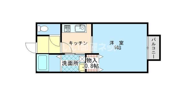ディアス亀川(1K/2階)の間取り写真