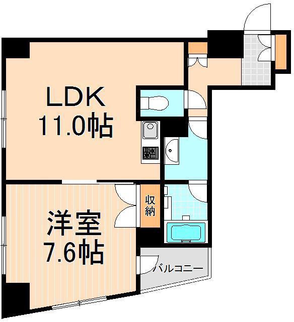 エスティメゾン浅草駒形(1LDK/6階)の間取り写真